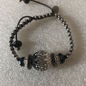 Crystal Pavé Bead Bracelet in Black and Silver